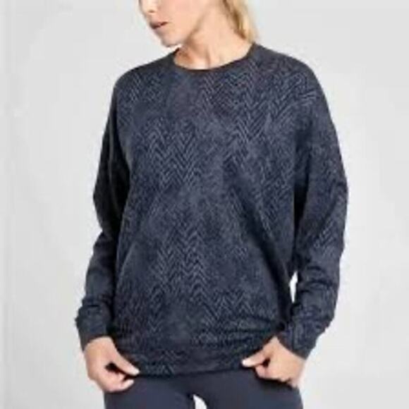 Athleta  Studio to Street Sweatshirt Blue Herringbone Size XXS - Picture 1 of 8